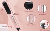 Negative Ionic Hair Straightener Brush with 9 Temp Settings, 30s Fast Heating, Hair Straightening Comb with LED Display, Anti-Scald & Auto-Shut Off Ha